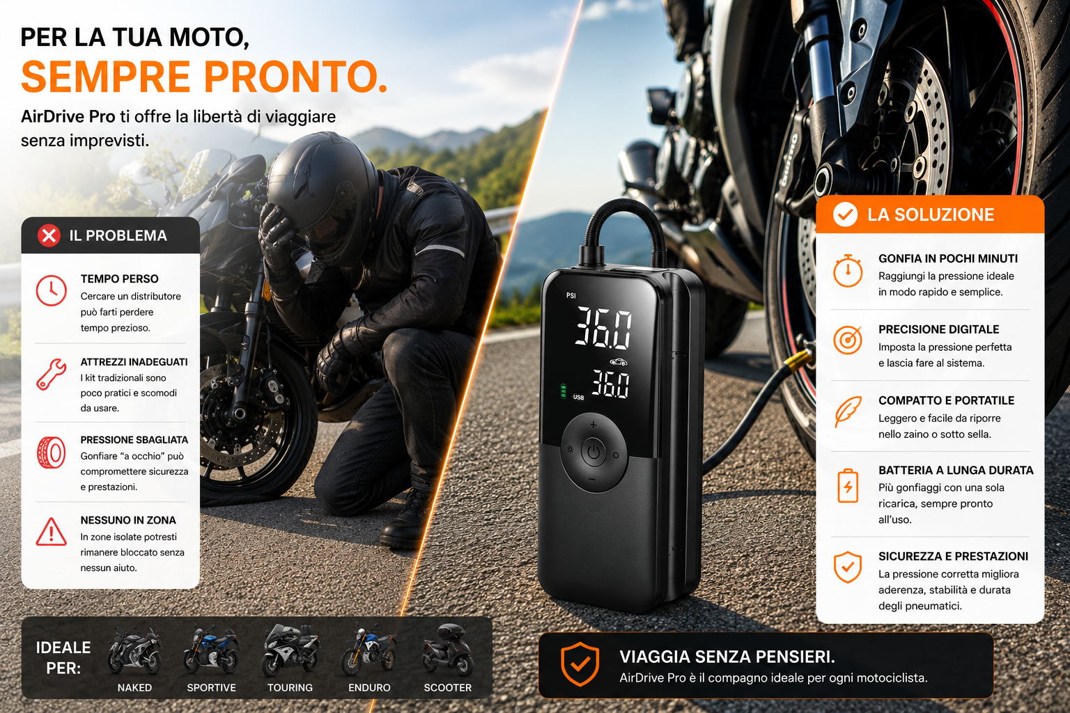 AirDrivePro Compressore portatile Auto* 🌟 𝓛𝓤𝓜𝓞𝓡À 🌟