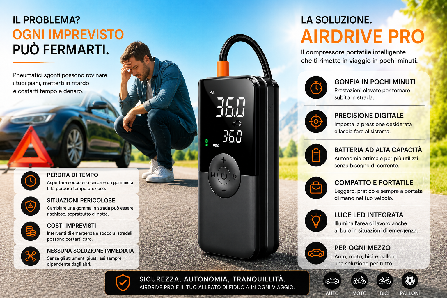 AirDrivePro Compressore portatile Auto* 🌟 𝓛𝓤𝓜𝓞𝓡À 🌟